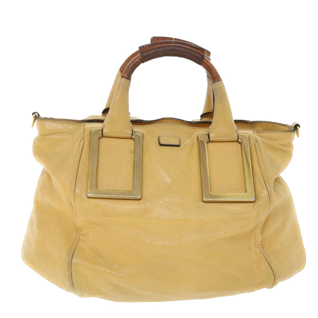 Chloe Etel Hand Bag Leather 2way Yellow 51664