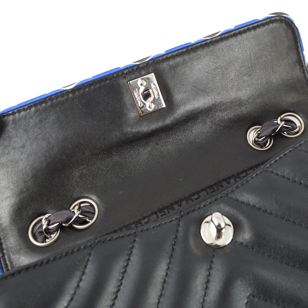 Top Quality Chanel Black Lambskin Camellia Straight Flap Shoulder Bag