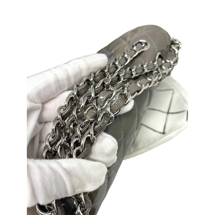 Top Quality Chanel Top Quality Chanel Classic Patent Medium Double New Bag - Grey
