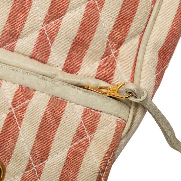Top Quality Chanel Decamatrace Strip Cocomark Chain Shoulder Bag Pink White Cotton Lady Top Quality Chanel [More]