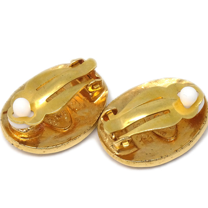 Top Quality Chanel Oval Earrings Clip-On Gold 2842/28
