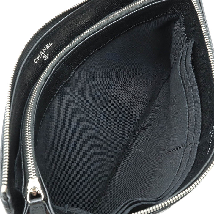 Top Quality Chanel Top Quality Chanel Cocomark Mattress Cracksack Second Bag Multiport Caviar S Leather Black Black Blumin