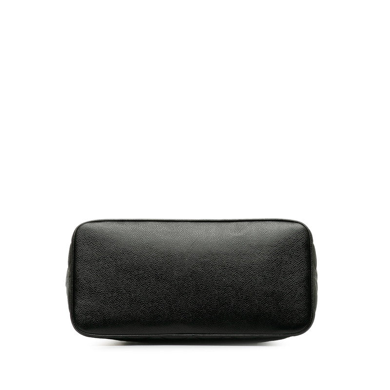Top Quality Chanel Matrases Medallion   ilver  Tooth Bag Shoulder Bag Black Caviar S Leather  CHANEL