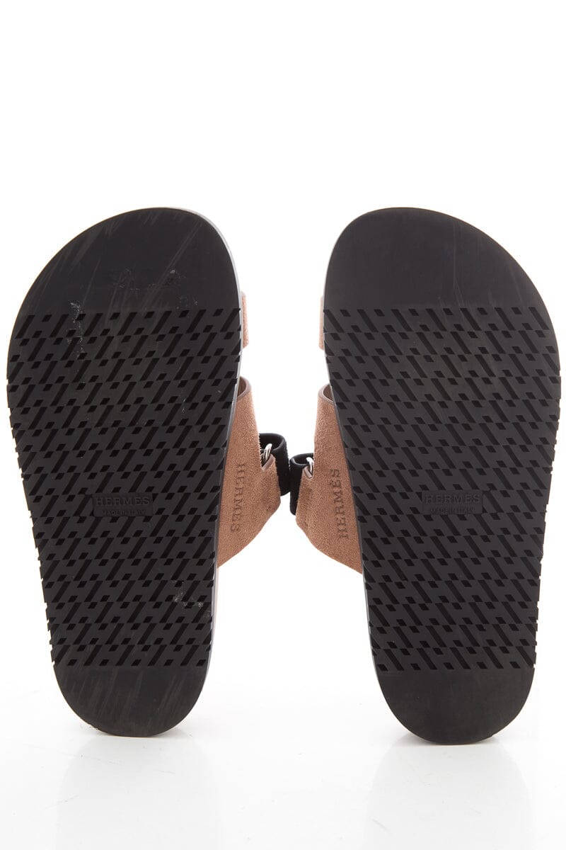 Hermès Brow & Black Chypre Sandals SZ 36