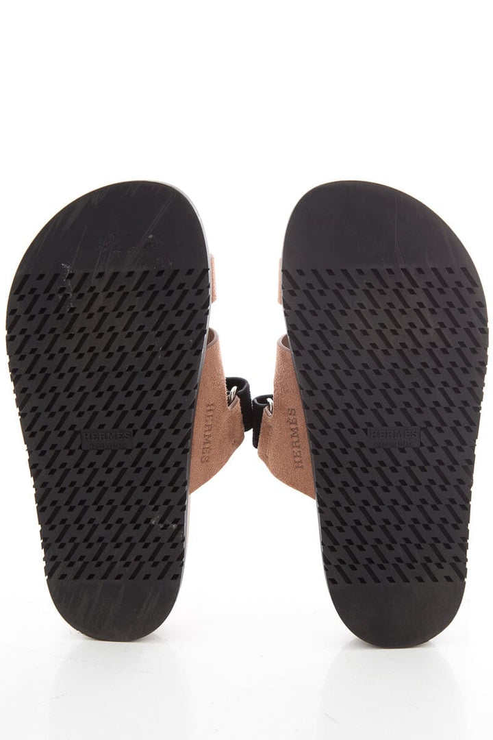 Hermès Brow & Black Chypre Sandals SZ 36