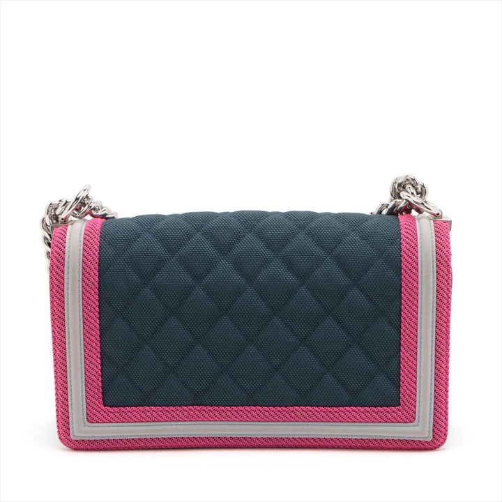 Top Quality Chanel Boy Chain Shoulder Bag in Nylon Navy Pink