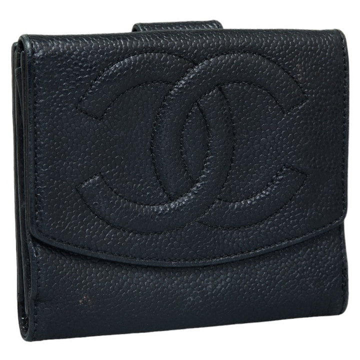 Top Quality Chanel Coco Double Fed Wallet Compact Wallet Black Leather  Chanel