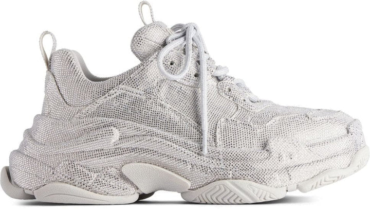 TRIPLE S LIGHT GREY FAUX LEATHER SNEAKERS