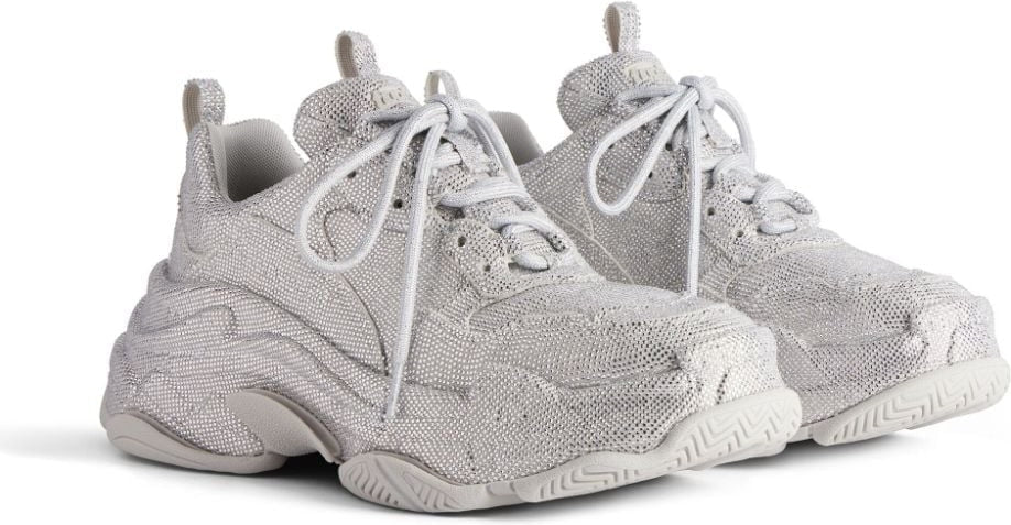 TRIPLE S LIGHT GREY FAUX LEATHER SNEAKERS