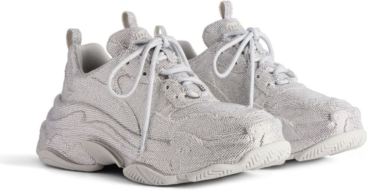 TRIPLE S LIGHT GREY FAUX LEATHER SNEAKERS