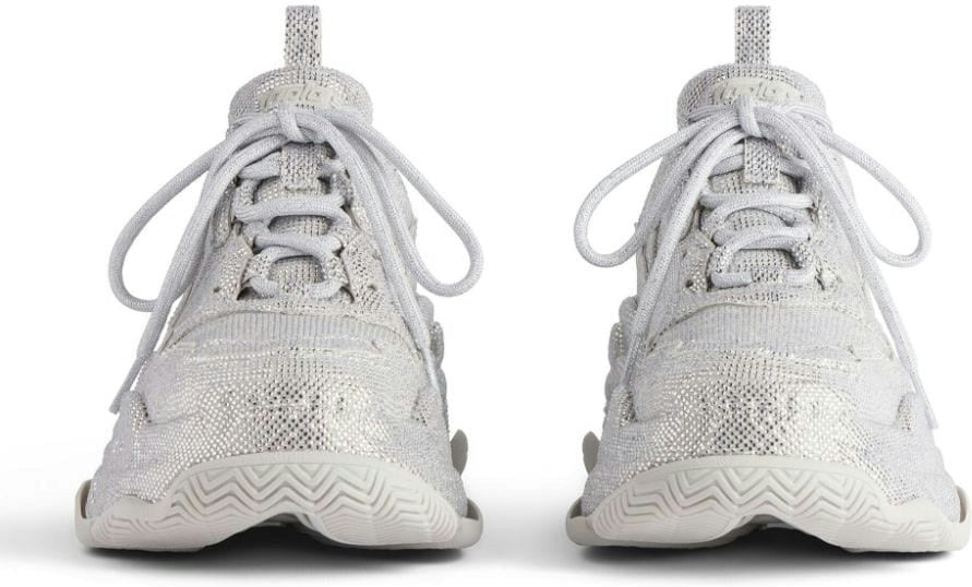 TRIPLE S LIGHT GREY FAUX LEATHER SNEAKERS