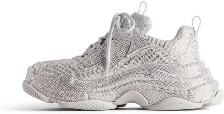 TRIPLE S LIGHT GREY FAUX LEATHER SNEAKERS