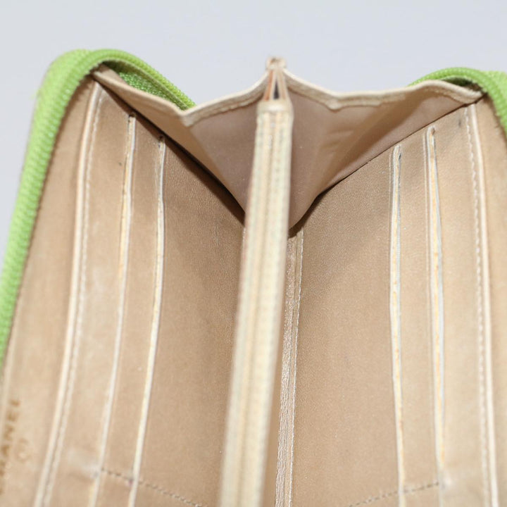 Chanel Camelia Long Wallet Leather Green CC Auth 52452