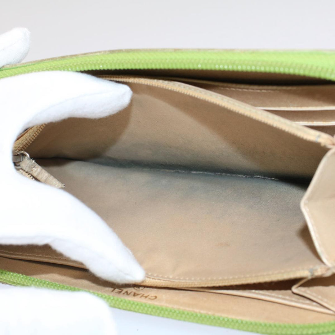Top Quality Chanel Camelia Long Wallet Leather Green CC Auth 52452