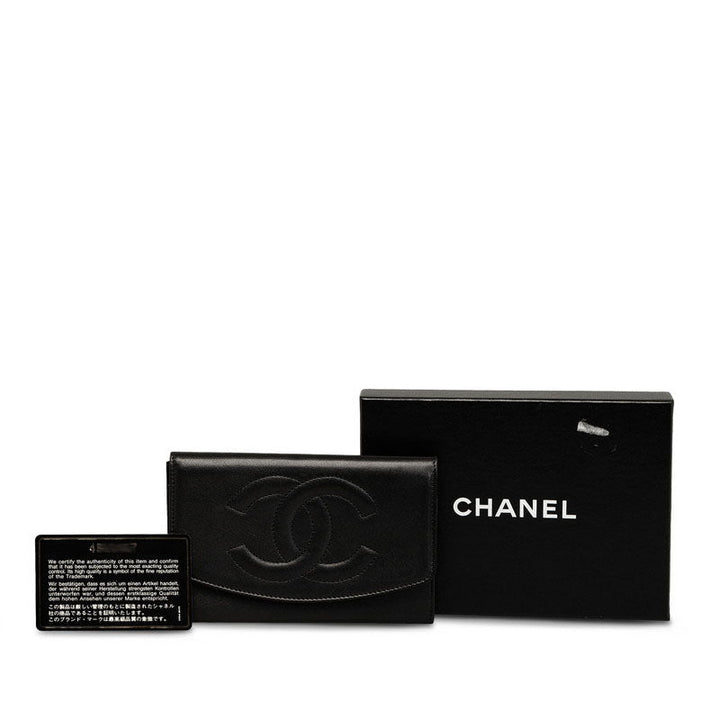 Top Quality Chanel Double Folded Wallet Lambskin Black Ladies
