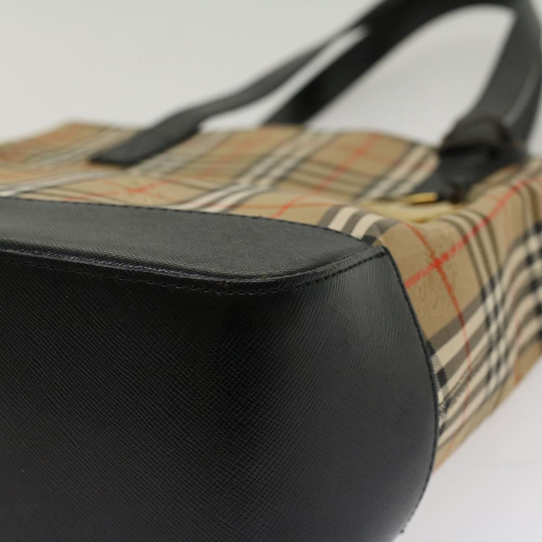 BurberrySs Nova Check Shoulder Bag Nylon Leather Beige Auth 52494