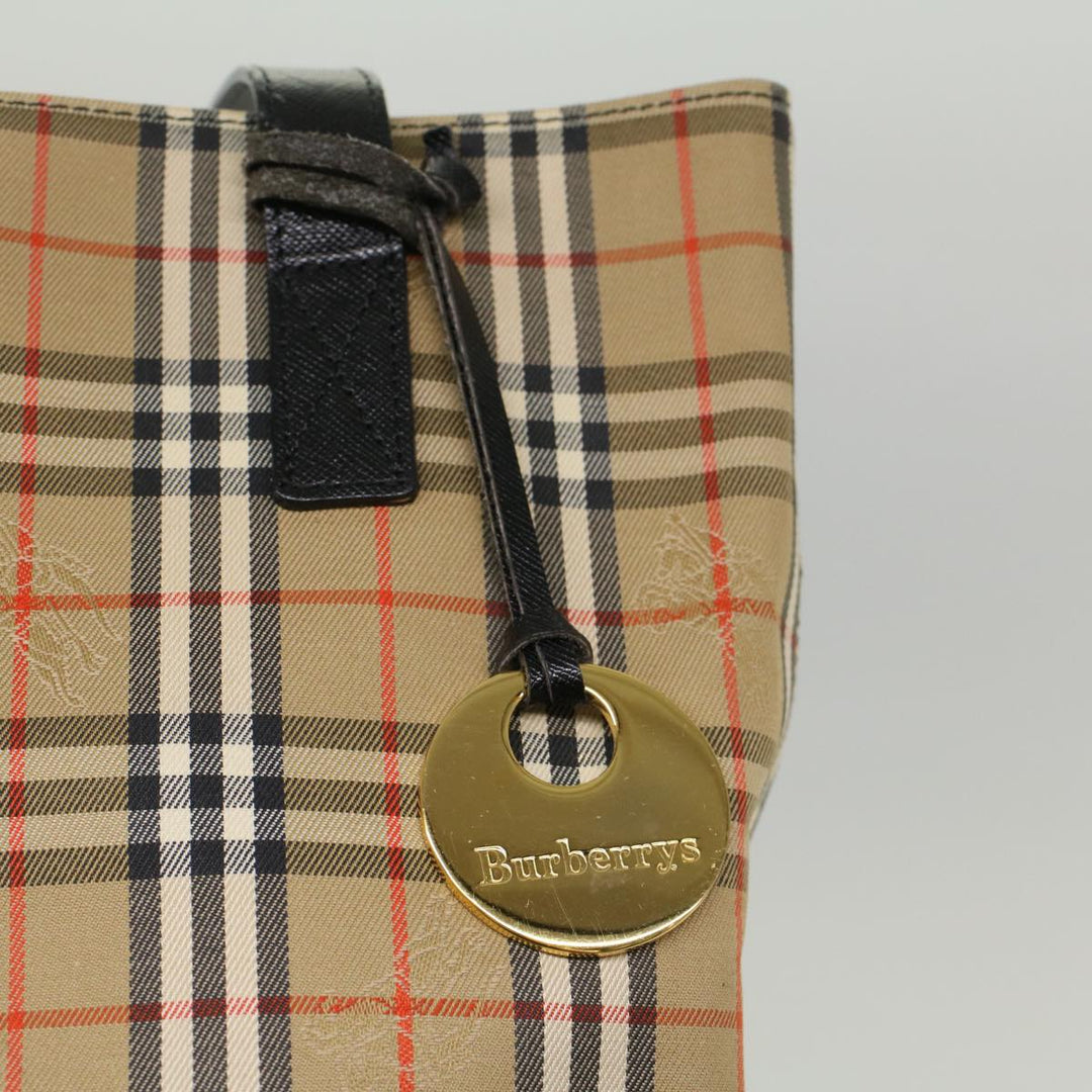 BurberrySs Nova Check Shoulder Bag Nylon Leather Beige Auth 52494