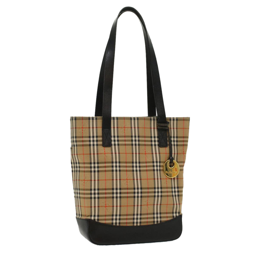 BurberrySs Nova Check Shoulder Bag Nylon Leather Beige Auth 52494