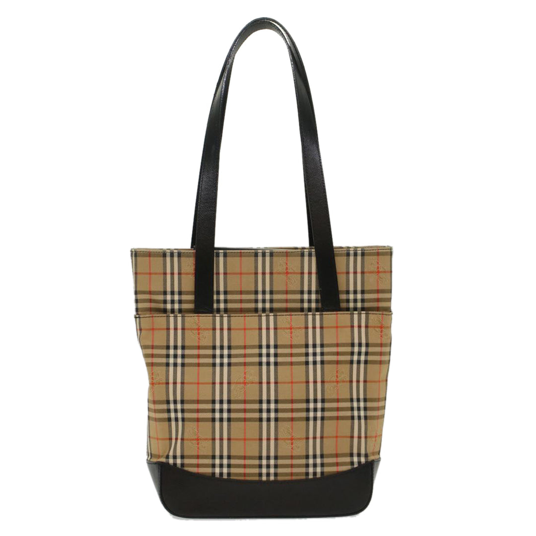 BurberrySs Nova Check Shoulder Bag Nylon Leather Beige Auth 52494