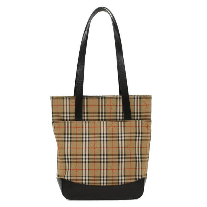 BurberrySs Nova Check Shoulder Bag Nylon Leather Beige Auth 52494