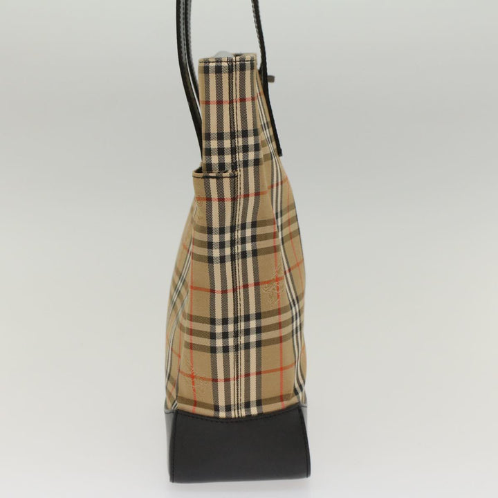 BurberrySs Nova Check Shoulder Bag Nylon Leather Beige Auth 52494