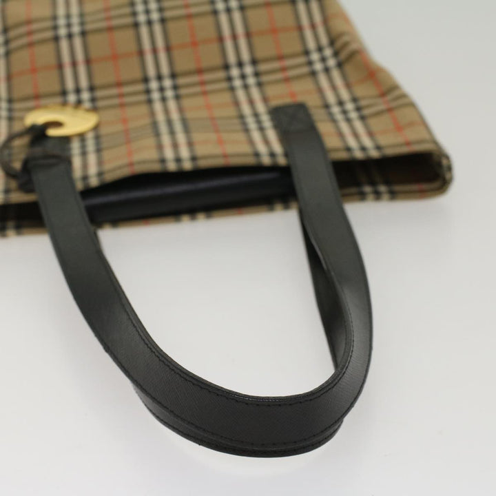 BurberrySs Nova Check Shoulder Bag Nylon Leather Beige Auth 52494