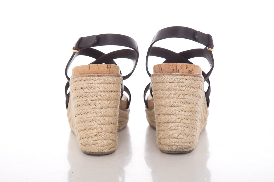 Salvatore Ferragamo Black Leather Espadrille SZ 9.5