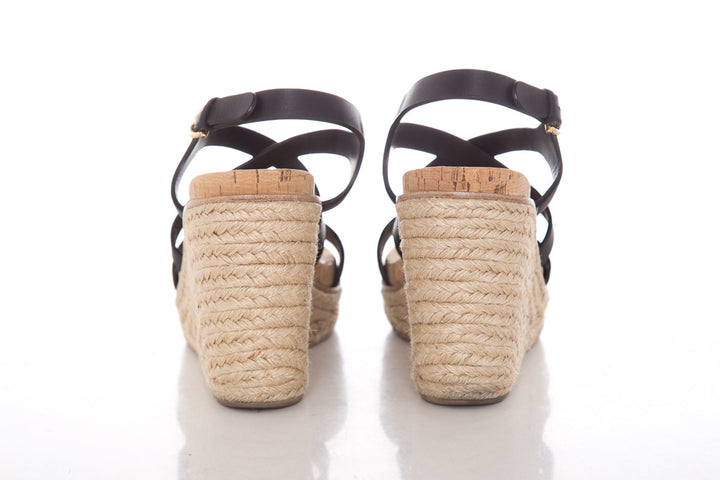 Salvatore Ferragamo Black Leather Espadrille SZ 9.5
