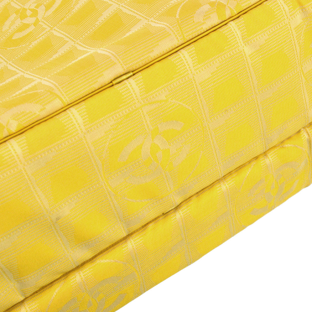 Top Quality Chanel 2001-2003 Yellow Jacquard Nylon New Travel Line Handbag