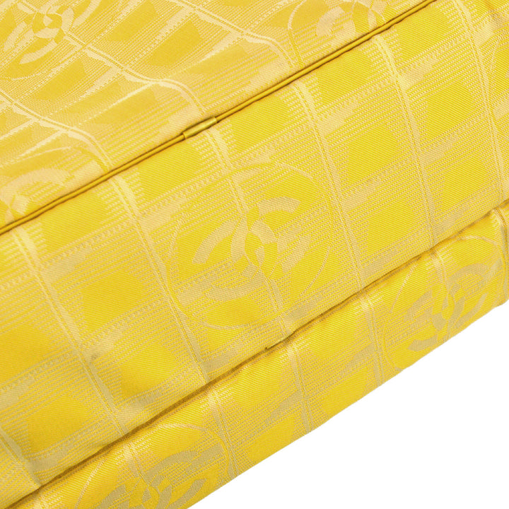 Top Quality Chanel 2001-2003 Yellow Jacquard Nylon New Travel Line Handbag