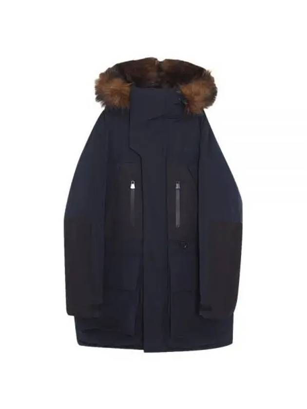 Burberry Faux Fur-Trimmed Oversized Parka Navy