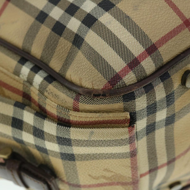 BURBERRY Nova Check Tote Bag PVC Leather Beige Brown Auth 52765