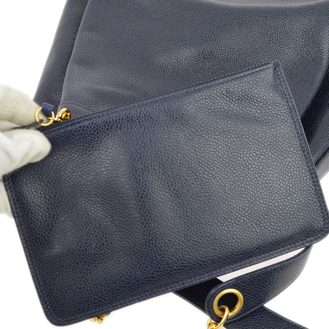 Top Quality Chanel Navy Caviar Triple CC Bucket Shoulder Bag