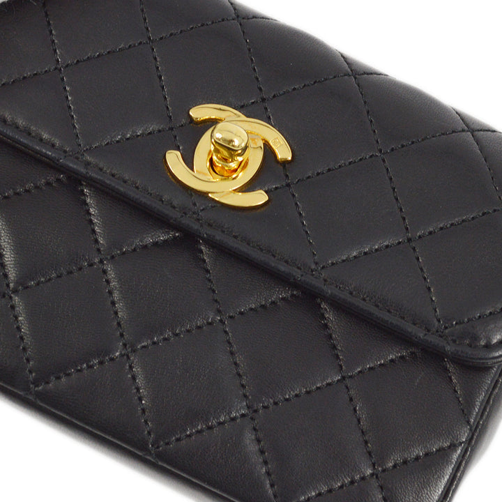 Top Quality Chanel Black Lambskin Straight Flap Chain Shoulder Bag