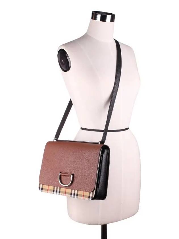 Burberry Vintage Check Leather D-Ring Medium Cross Bag Brown