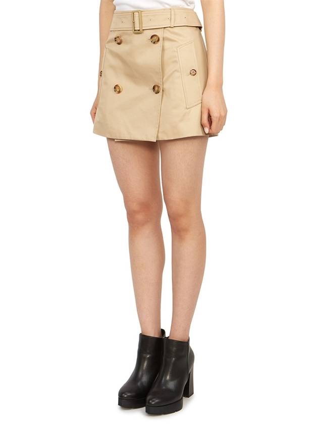 Burberry WoMen's Cotton Gabardine Mini Trench A-Line Skirt Beige