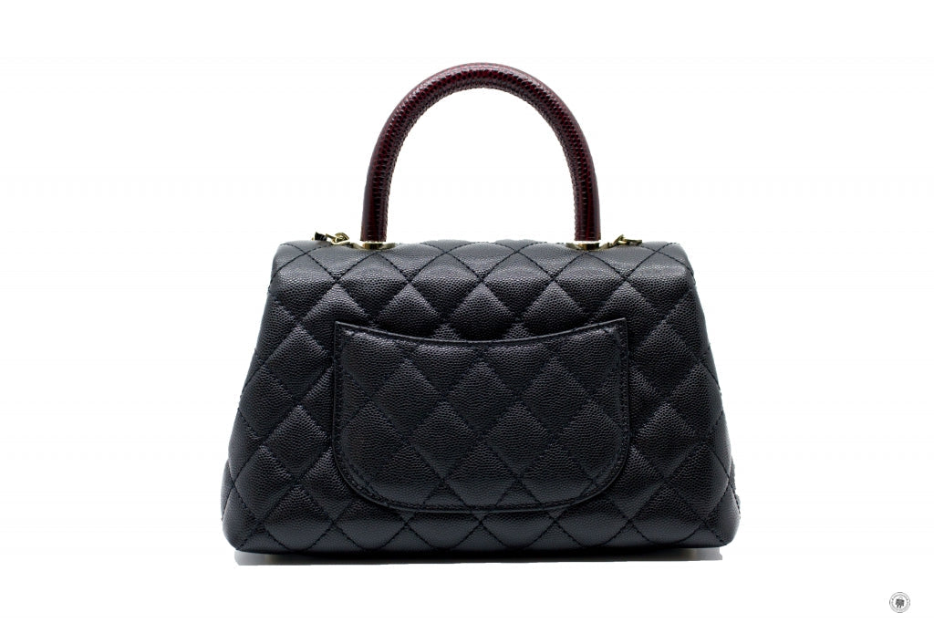 Top Quality Chanel A92990B05068 Coco Handle Black/burgundy Caviar Small Shoulder Bags Pbhw