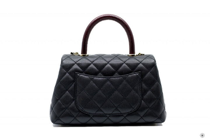Top Quality Chanel A92990B05068 Coco Handle Black/burgundy Caviar Small Shoulder Bags Pbhw