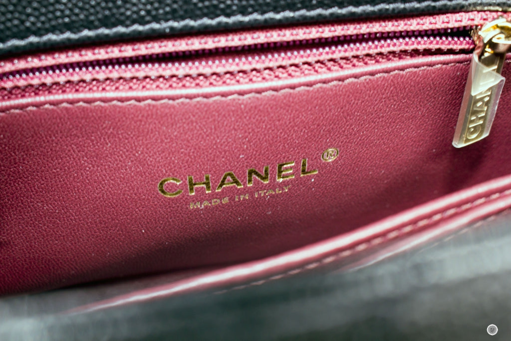 Top Quality Chanel A92990B05068 Coco Handle Black/burgundy Caviar Small Shoulder Bags Pbhw