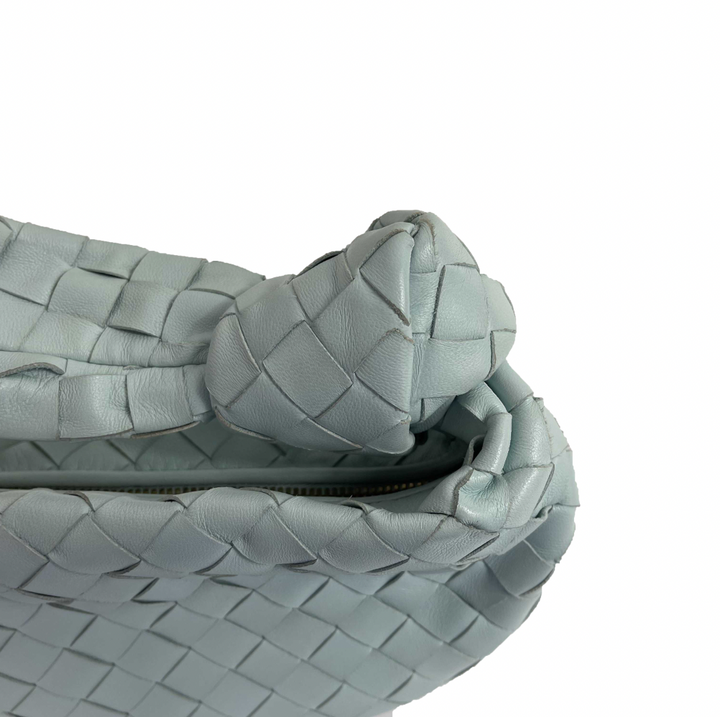 Bottega veneta - Mini Jodie Knotted Leather Washed Teal Blue Teen - Brand New