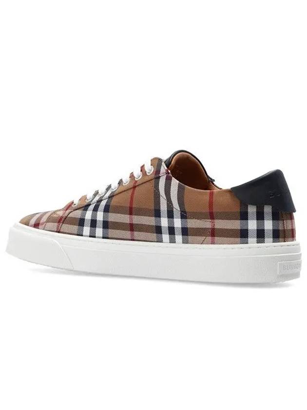 Burberry Vintage Check Cotton Leather Low Top Sneakers Brown