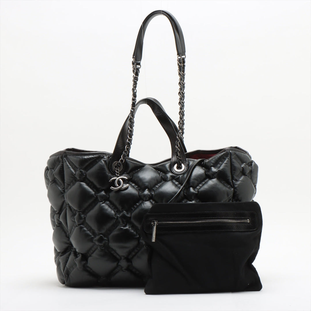 Top Quality Chanel Bubble Kilt Leather Chain Top Bag Black Gummetal Gold  23rd