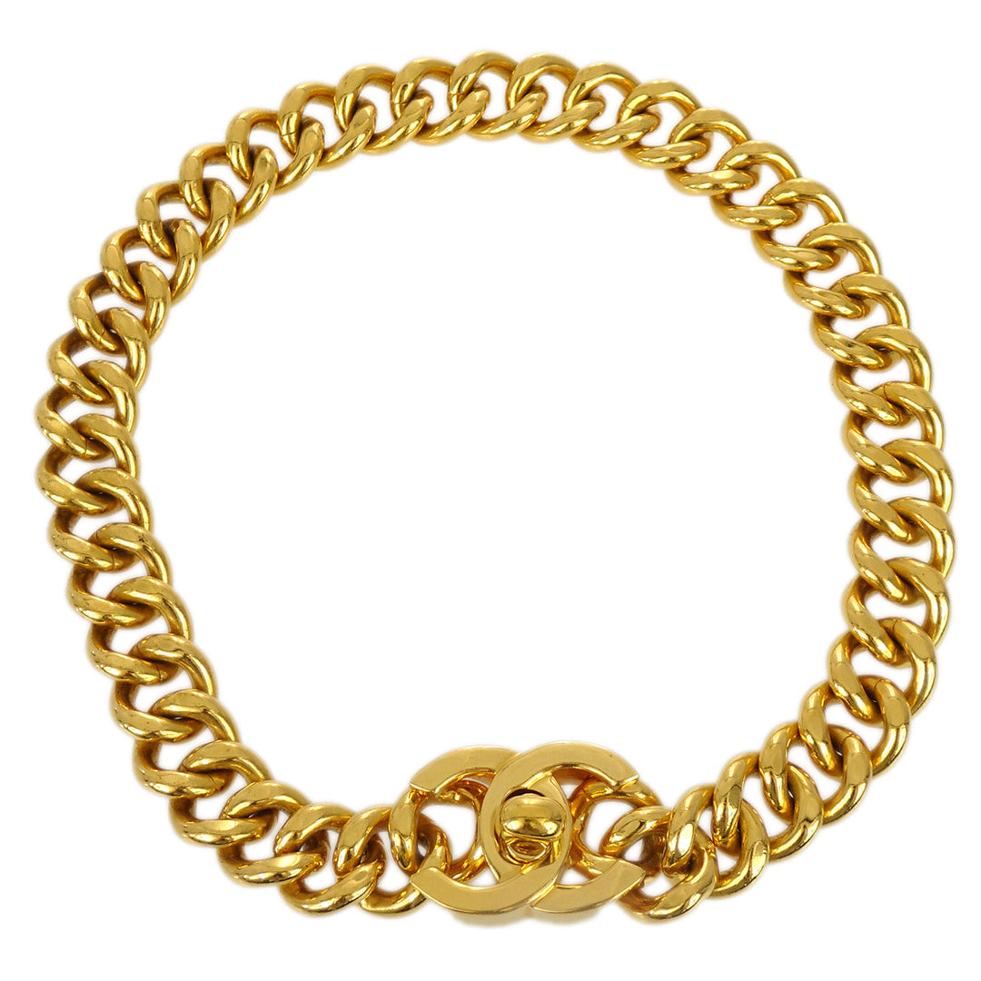 Top Quality Chanel Turnlock Chain Pendant Necklace Gold 96A