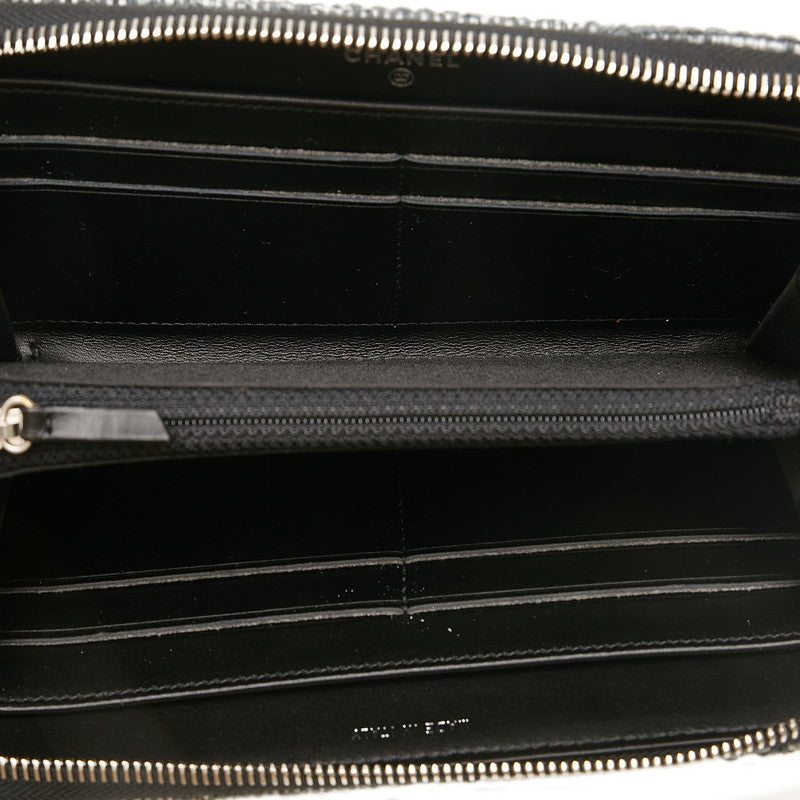 Top Quality Chanel Long Zip Wallet in Tweed Denim Blue