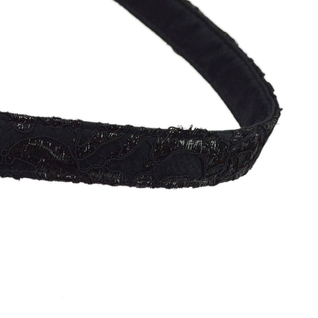 Top Quality Chanel Black Satin Lace Double Sided Turn lock Handbag