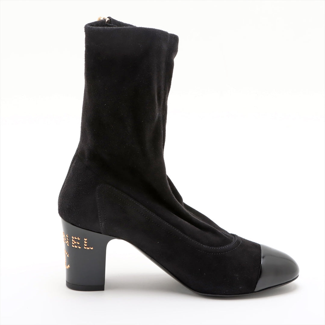 Top Quality Chanel Coco Short Boots 36  Black G35000 Line Stone