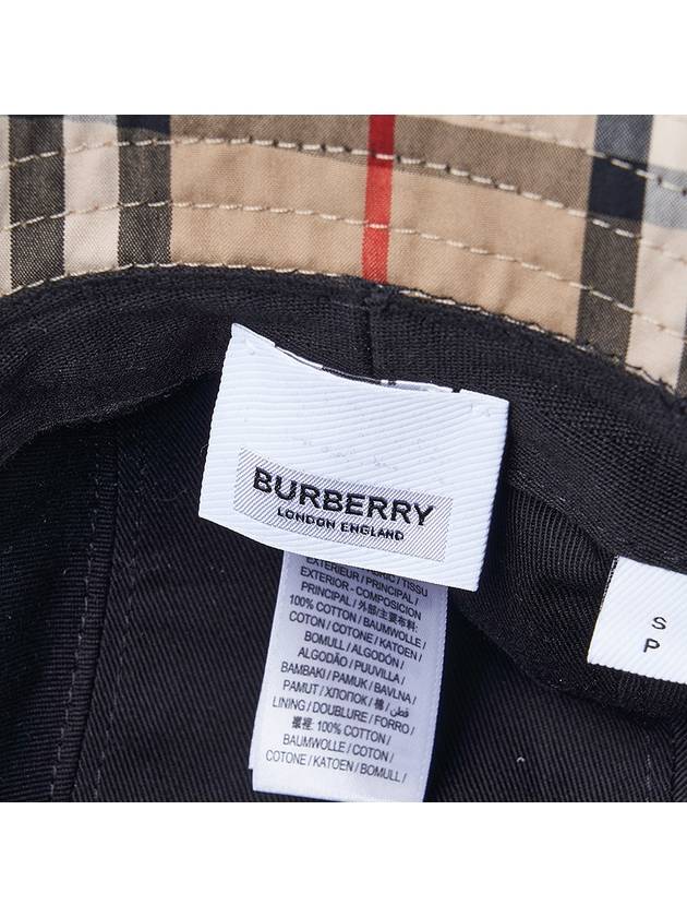 Burberry Check Pattern Bucket Hat Beige