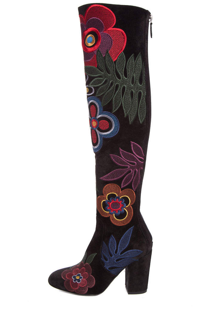 Valentino Black & Multi Floral Boots SZ 37.5