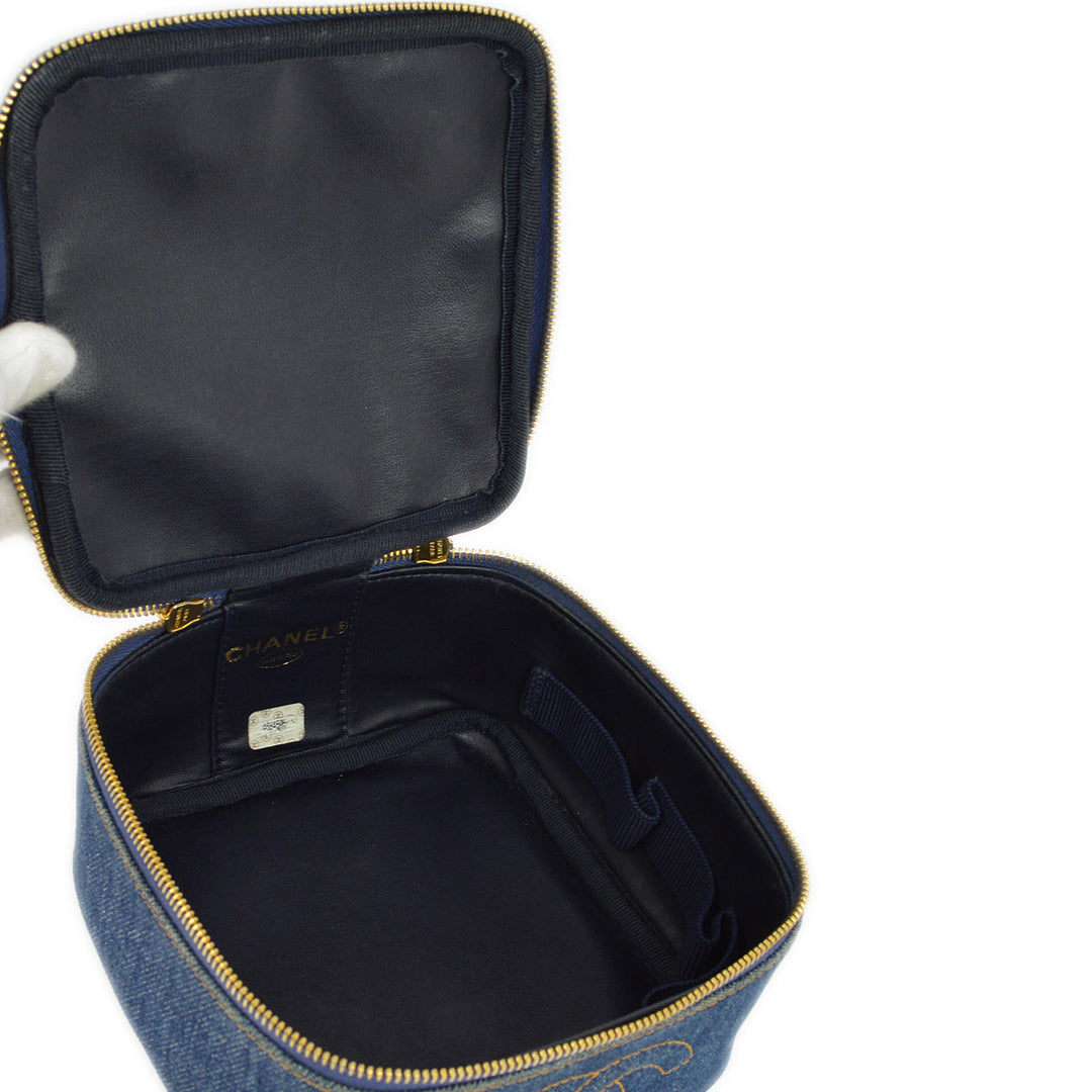 Top Quality Chanel Blue Denim Timeless Vanity Handbag
