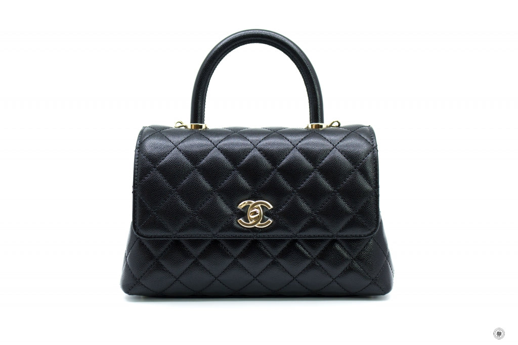 Top Quality Chanel A92990 B05061 Small Coco Handle Black / 94305 Caviar Shoulder Bags Pbhw